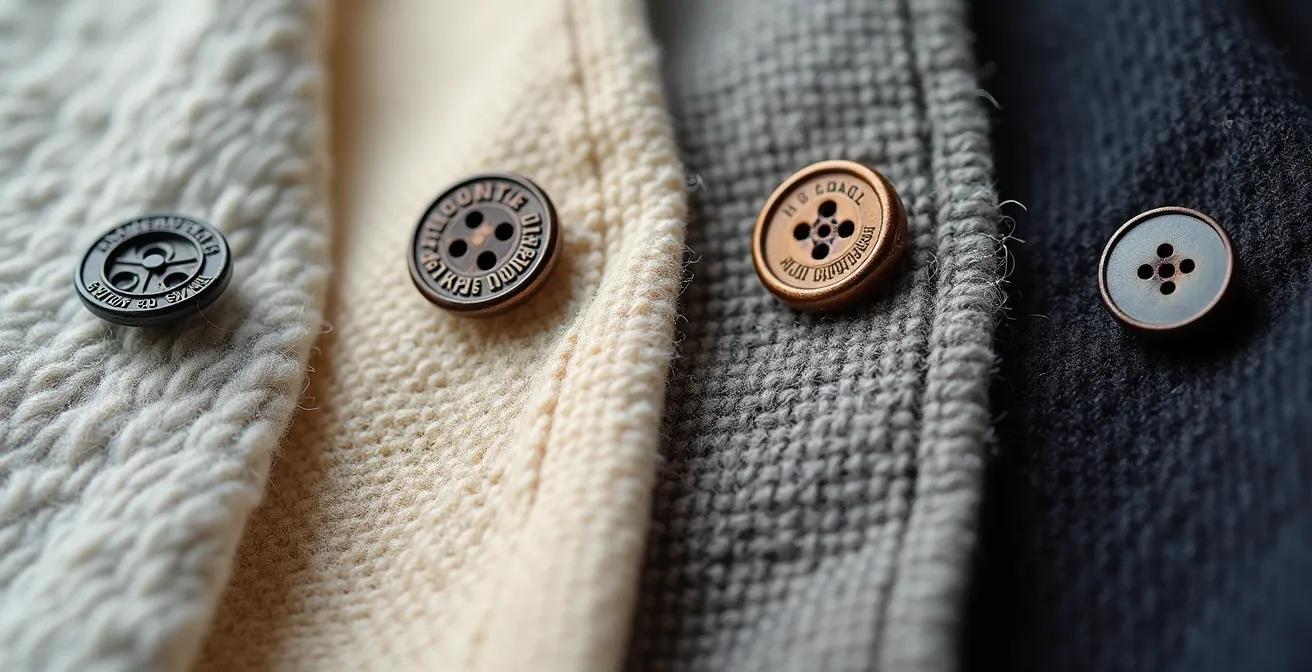 Detailaufnahme hochwertiger nachhaltiger Stoffe mit sichtbaren Texturen und Qualitätsmerkmalen