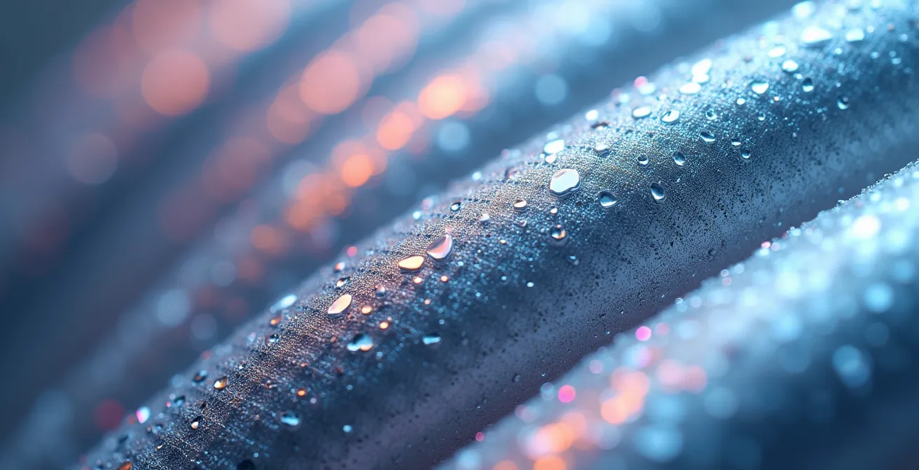 Detailaufnahme von schimmernden Metallic-Stoffen mit Lichtreflexionen, die an die Berliner Technokultur erinnern.