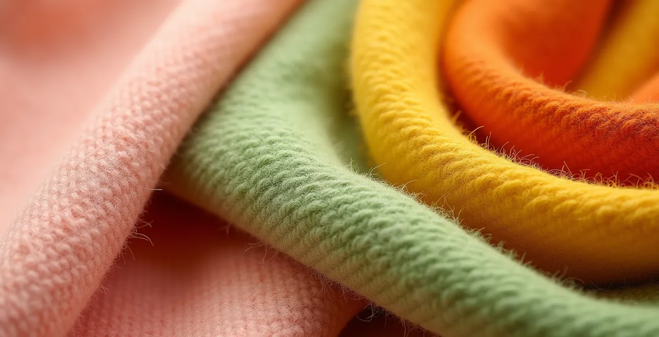 Eine farbenfrohe Szenerie mit leuchtenden Farbtönen – Gelb, Orange, Pink, Grün – die in sanfter Anordnung zusammenspielen und die emotionale Wirkung von Farbe vermitteln.