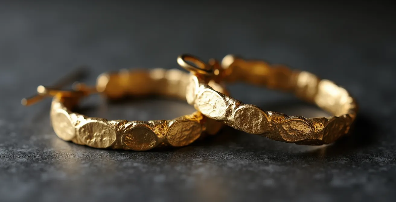 Moderne nachhaltige Creolen aus recyceltem Gold in verschiedenen geometrischen Formen