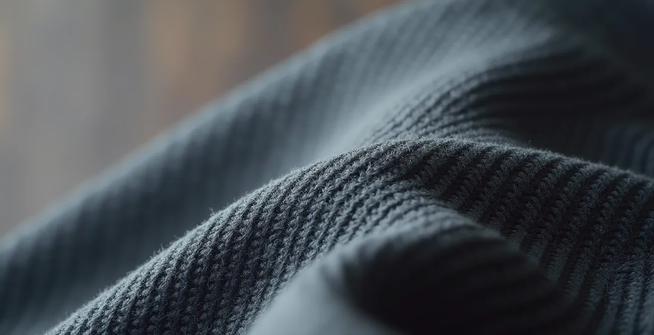 Nahaufnahme einer Neopren-Oberfläche zeigt die geschlossenzellige Struktur und Textur des Materials, mit feinen Details der Faserstruktur.