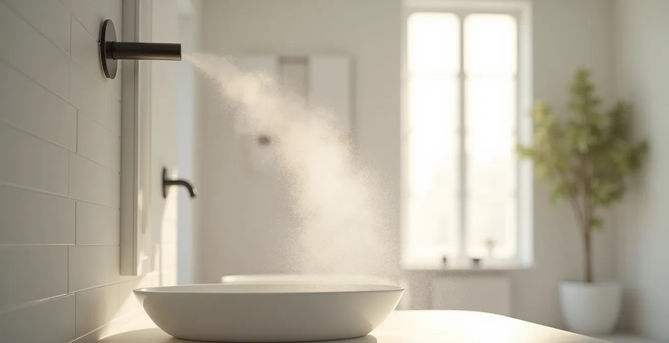 Leichter Sprühnebel wird auf feines Haar aufgetragen ohne es zu beschweren