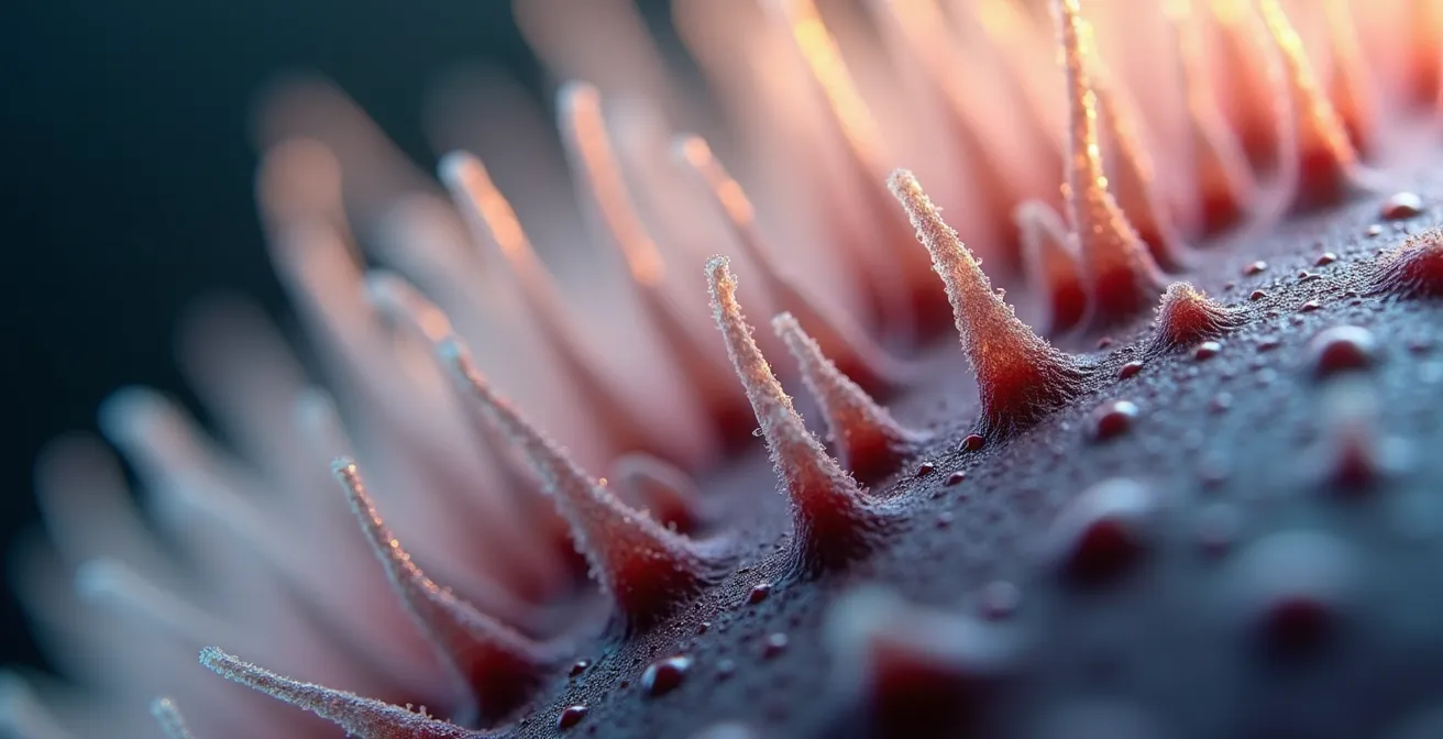 Makroaufnahme einer geschädigten Haarstruktur durch hygrale Ermüdung