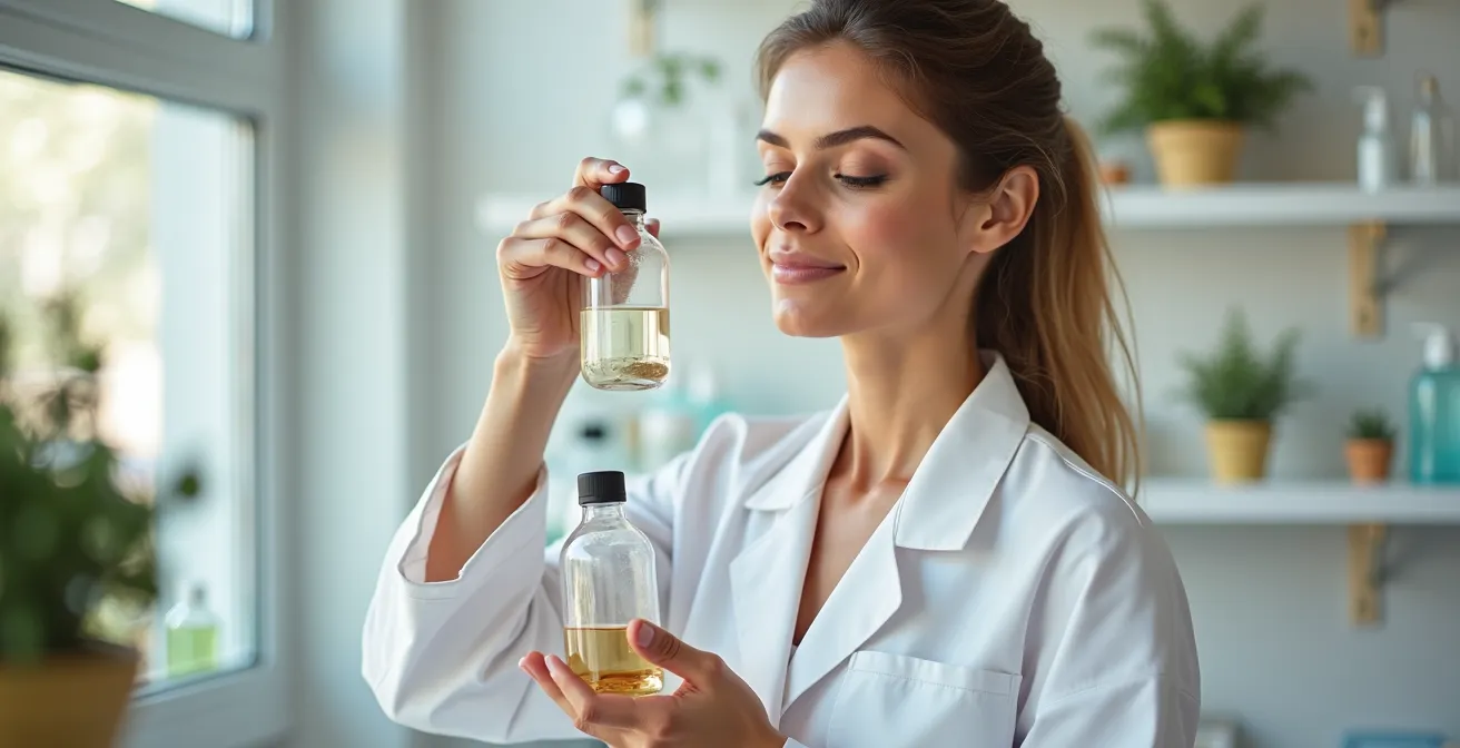 Professionelle Laborumgebung mit Shampoo-Testproben