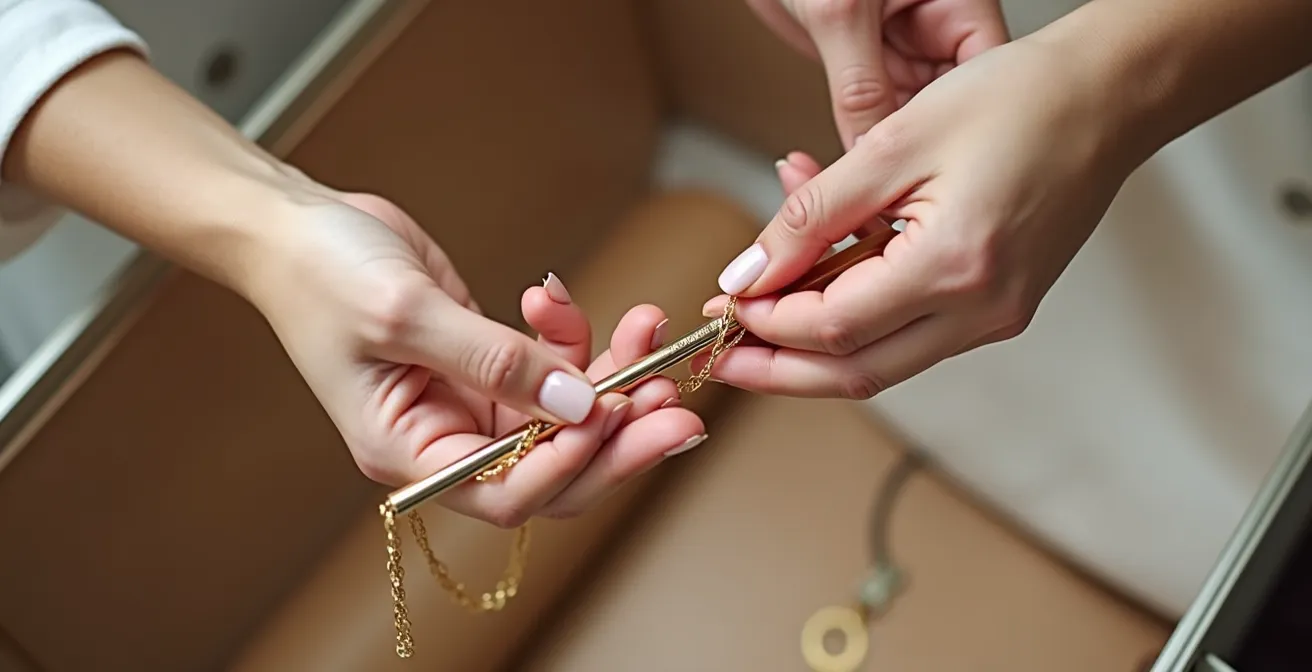 Praktische Aufbewahrung von Halsketten mit dem Strohhalm-Trick