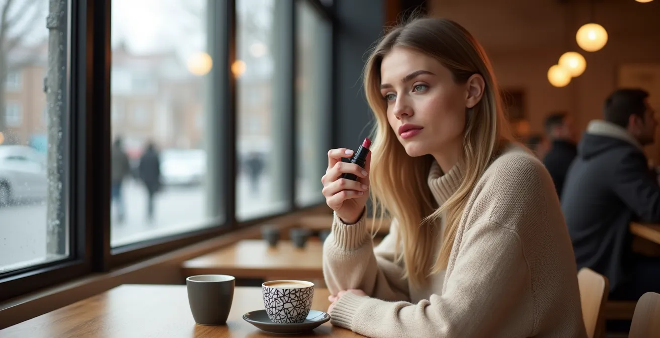 Gepflegte Lippen mit beerentonem Lippenstift für den deutschen Winter